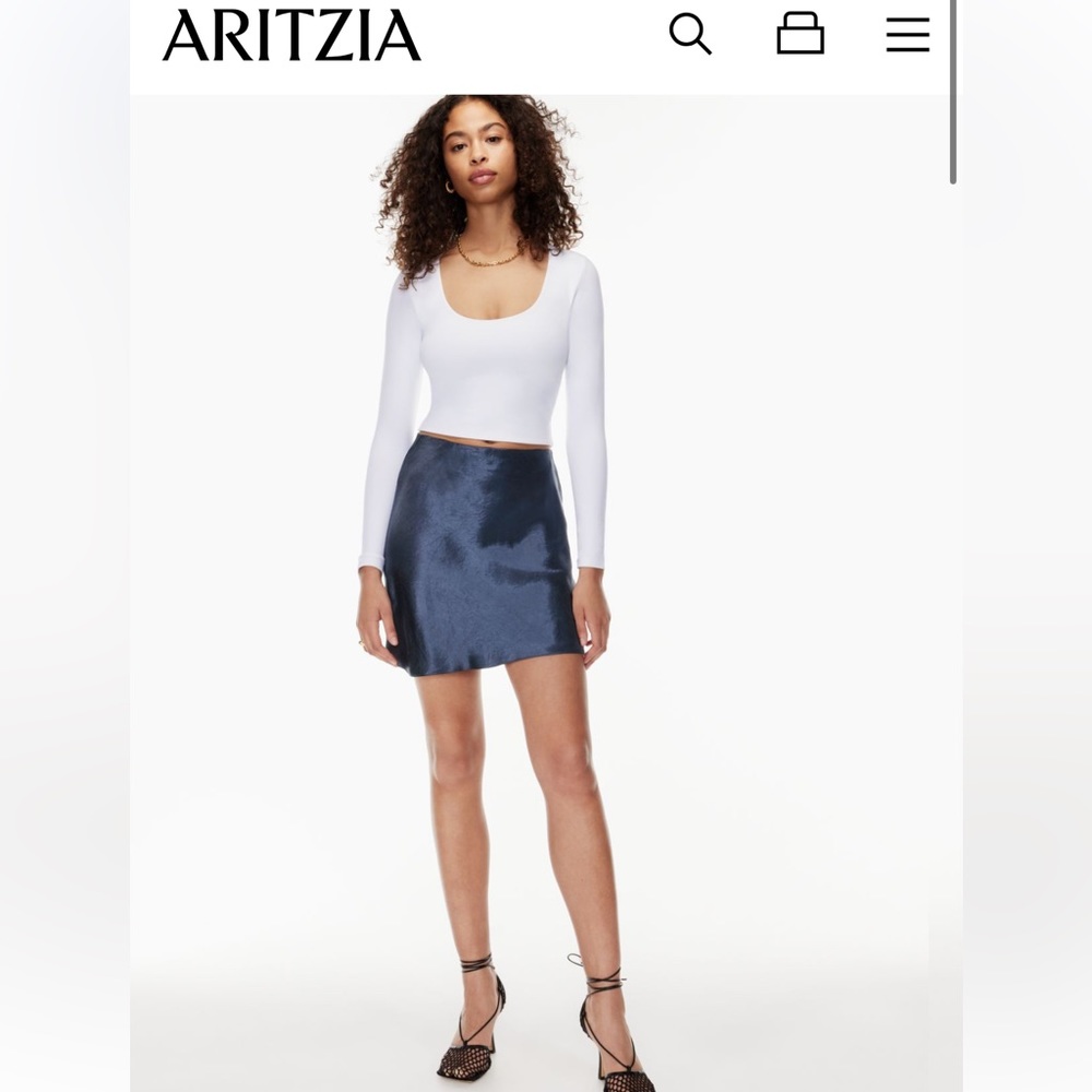 Aritzia Babaton Slip Mini Skirt - Navy Silk